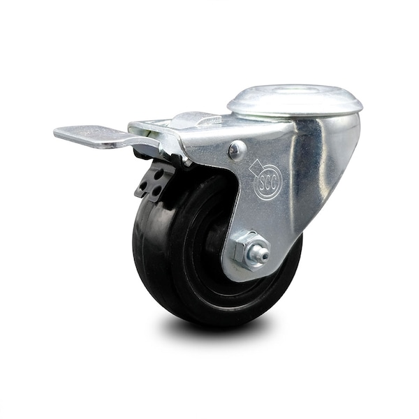 3 Inch Hard Rubber Wheel Bolt Hole Caster with Total Lock Brake